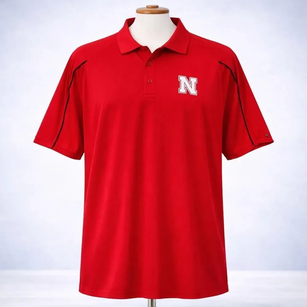 VTG Nebraska Cornhuskers Chiliwear Embroidered Red Polo Shirt XXL